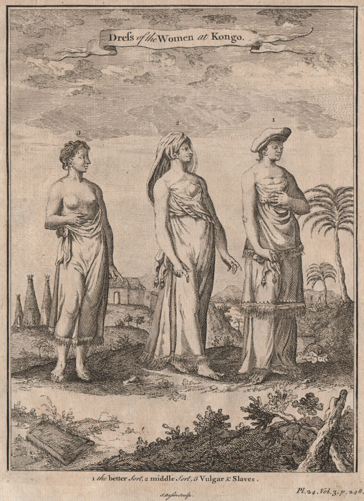 CONGO. 'Dress of the Women at Kongo'. Better sort. Middle. Slave. BASIRE 1746